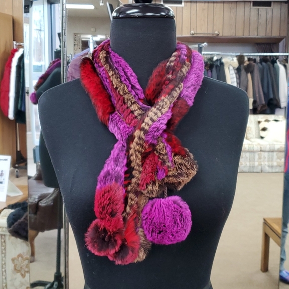 Rex Rabbit Fur Knitted Scarf/Boa